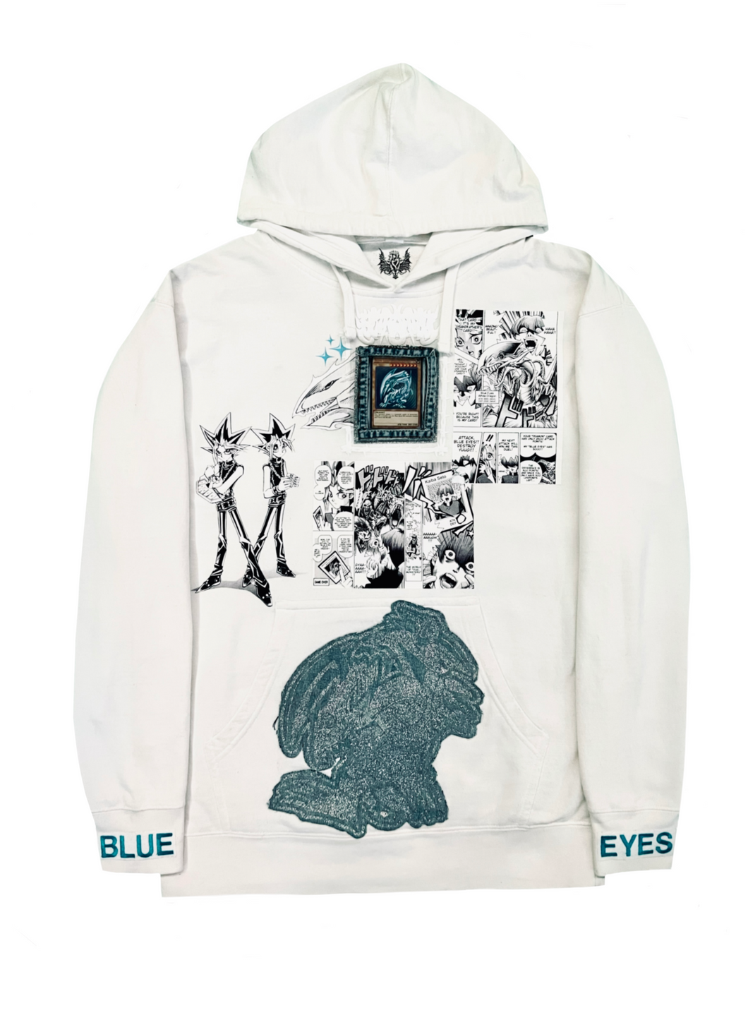 Blue-Eyes White Dragon Holographic Card Hoodie (Size: L) NEW!