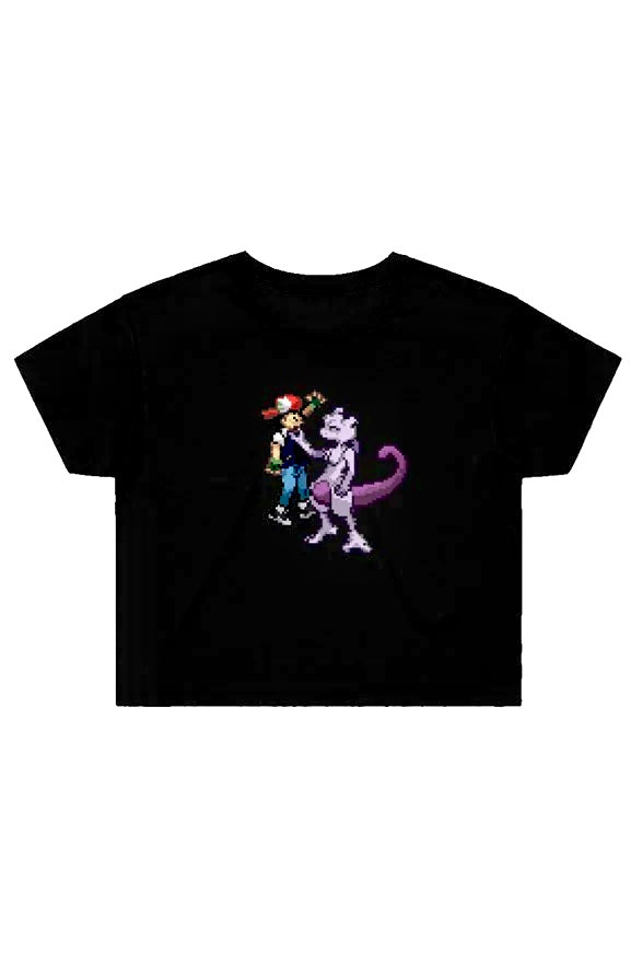 Mewtwo's Death Grip ® Womens Crop Tee (Black) NEW!